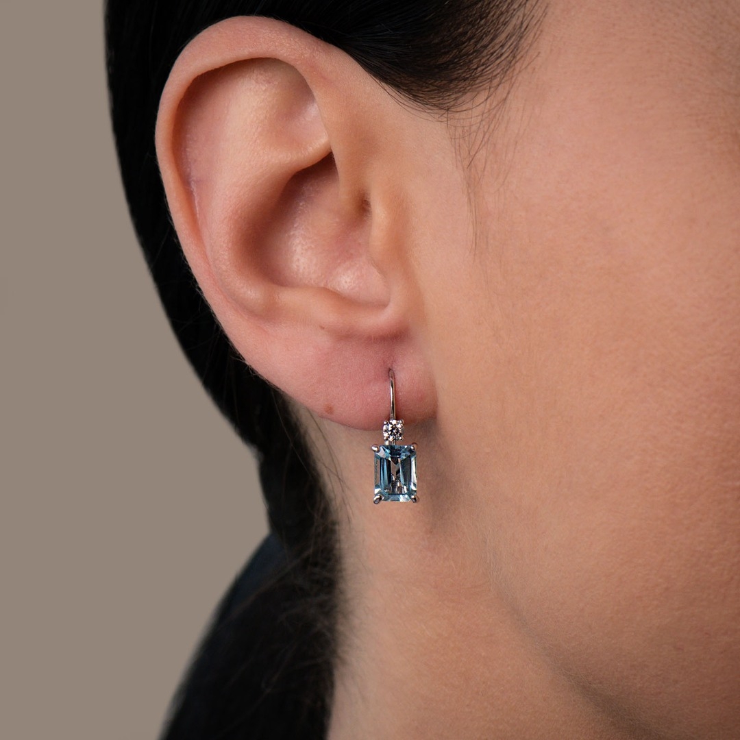 cercei din aur alb de 14K  2