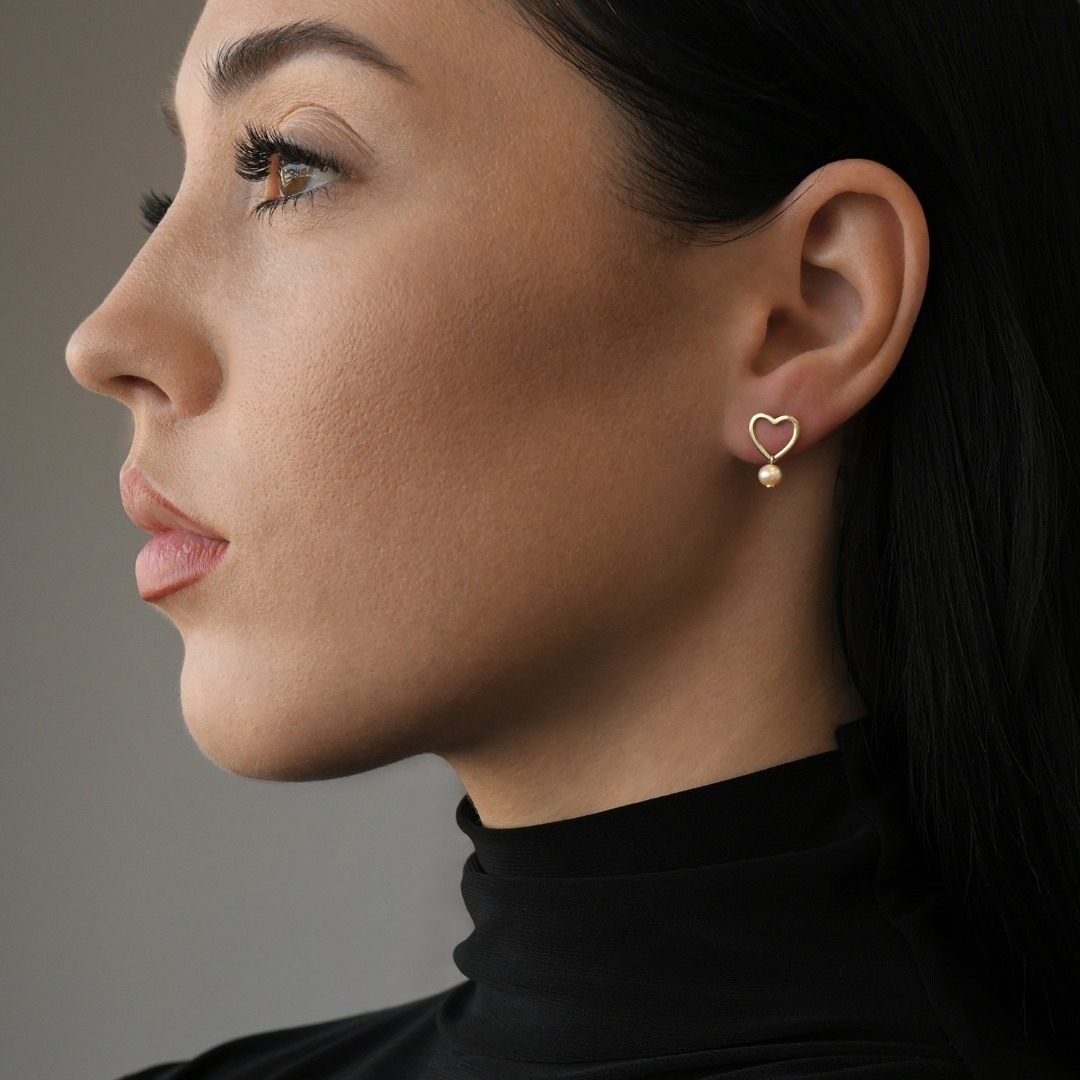 cercei din aur galben de 14K cu Perle  2