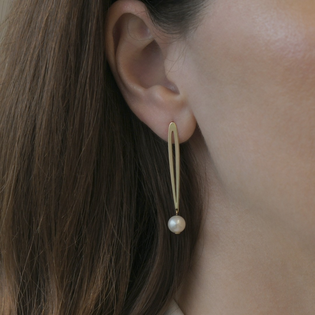 cercei din aur galben de 14K cu Perle  2