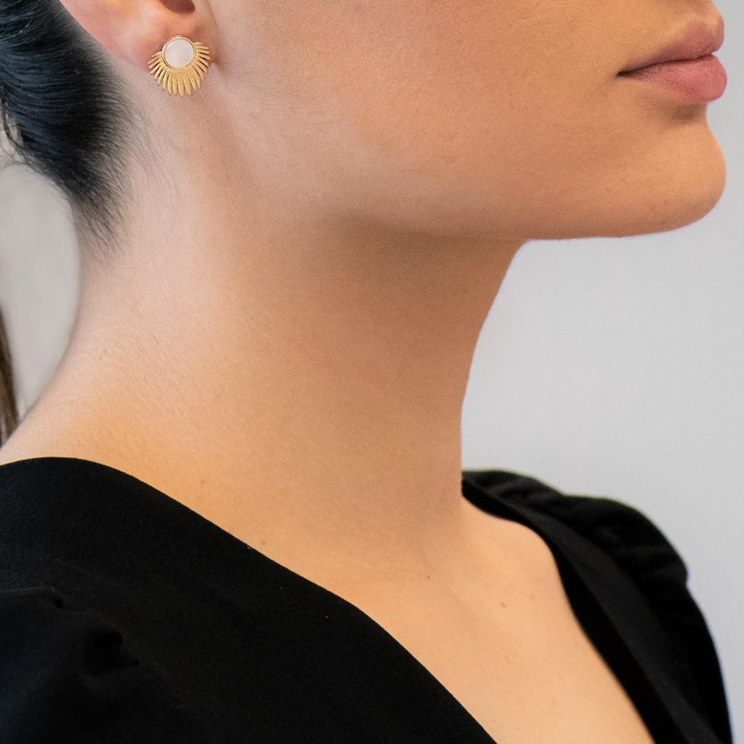 cercei din aur galben de 14K cu Sidef  2