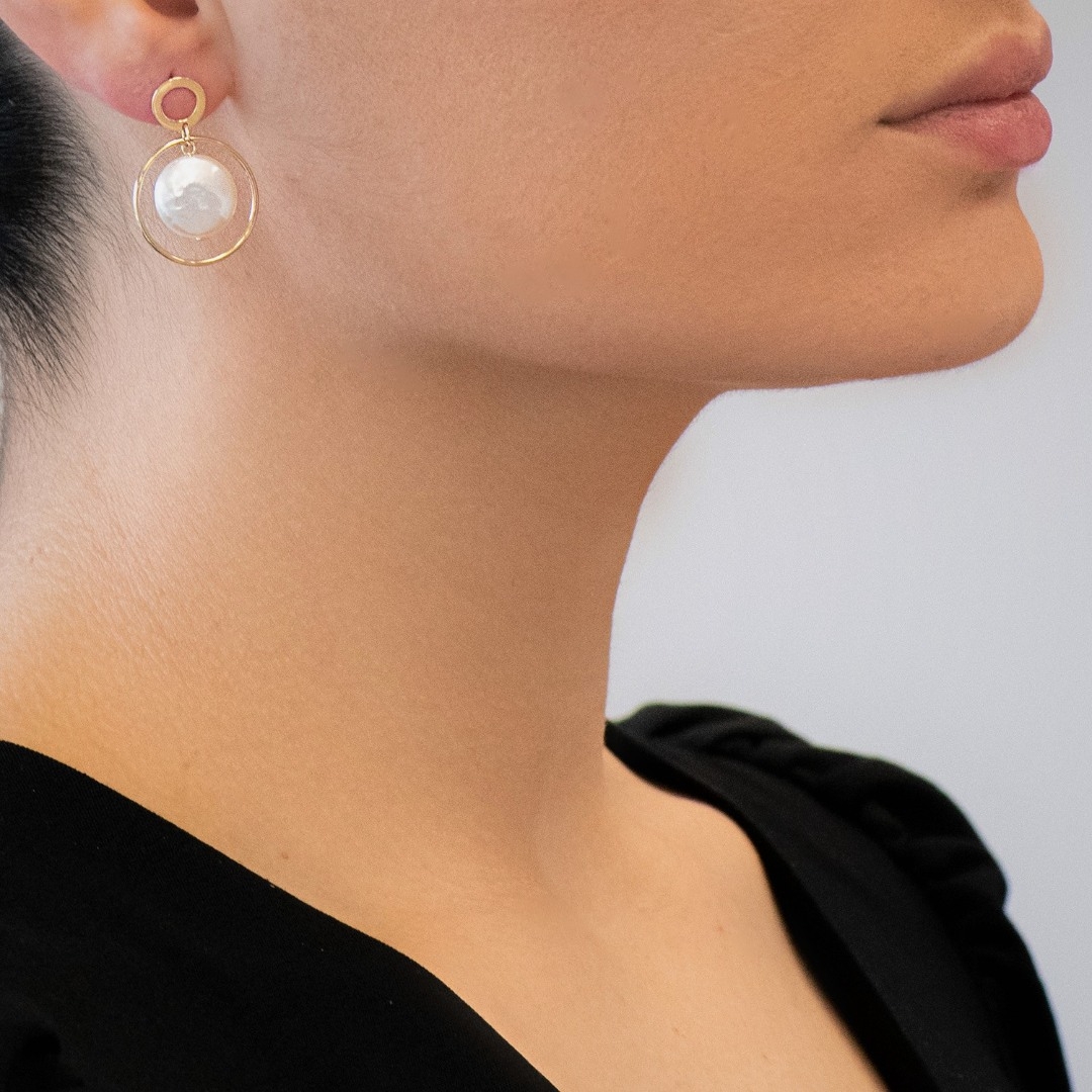 cercei din aur galben de 14K cu Perle  2