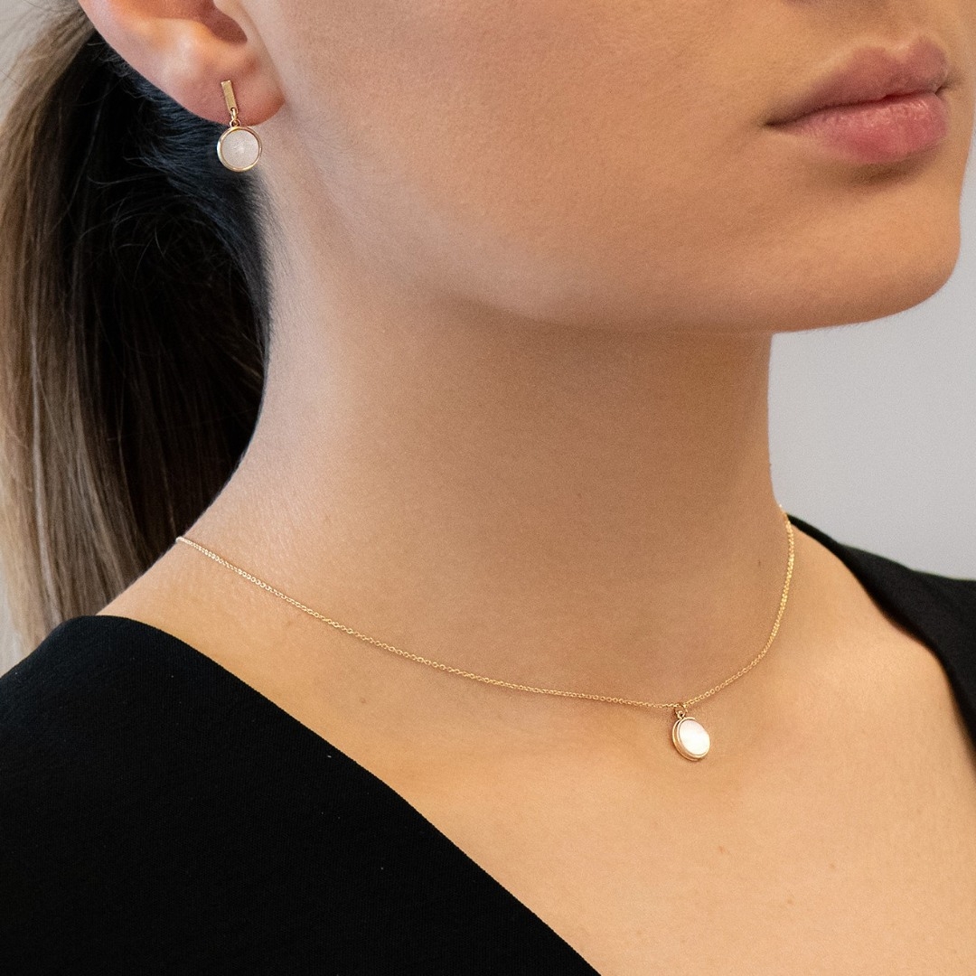 cercei din aur galben de 14K cu Sidef  2