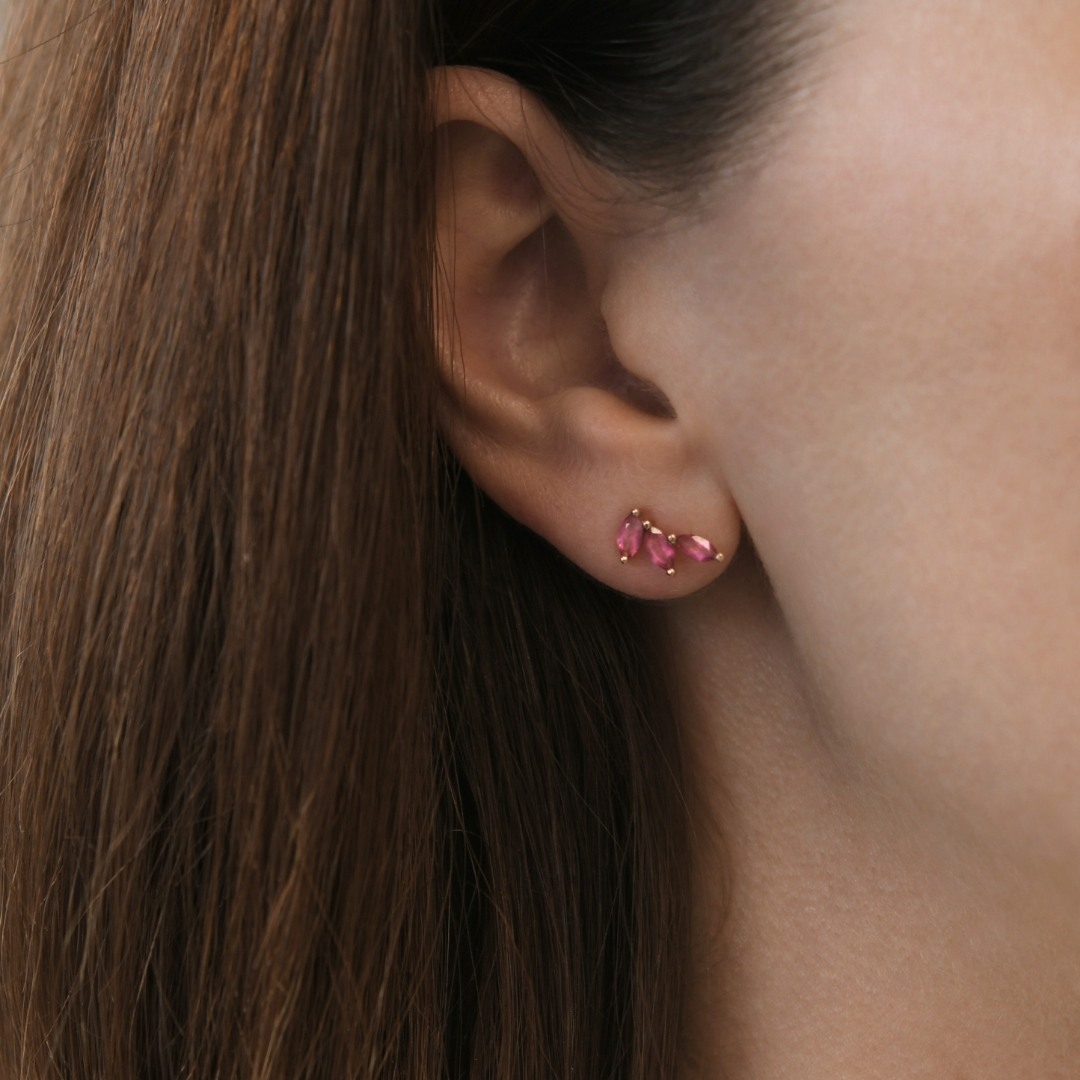 cercei din aur roz de 14K cu Topaze naturale  2