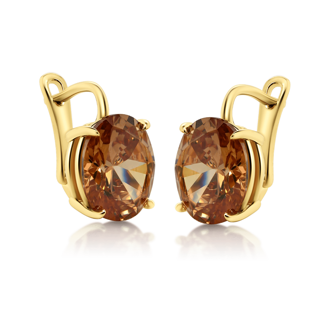 cercei din aur galben de 14K cu pietre Cubic Zirconia  