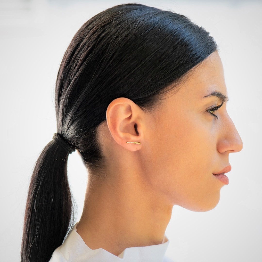 cercei din aur galben de 14K cu model faţetat  2