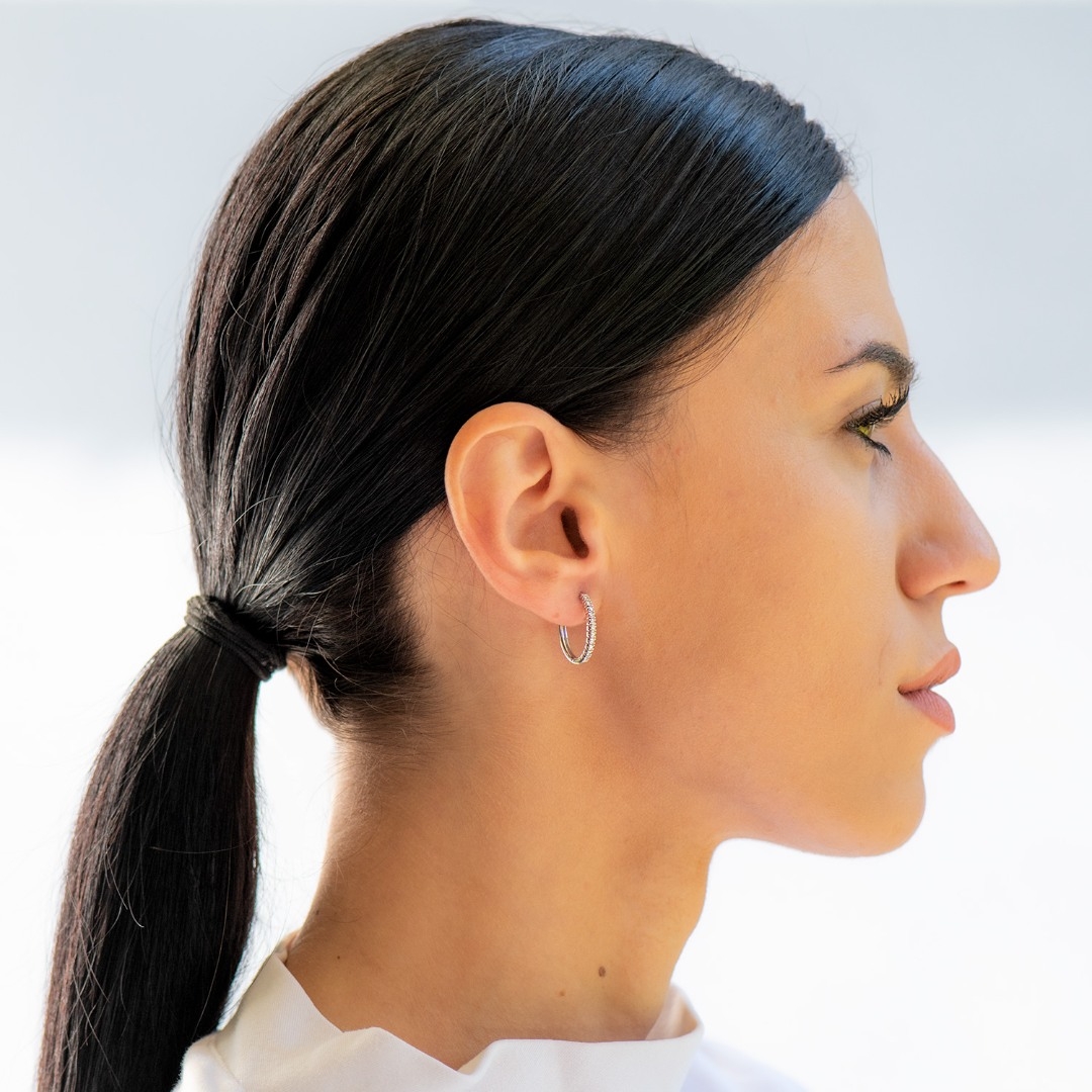 cercei din aur alb de 14K  2