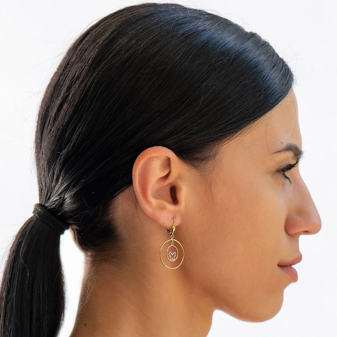 cercei din aur galben de 14K cu elemente din aur alb  2