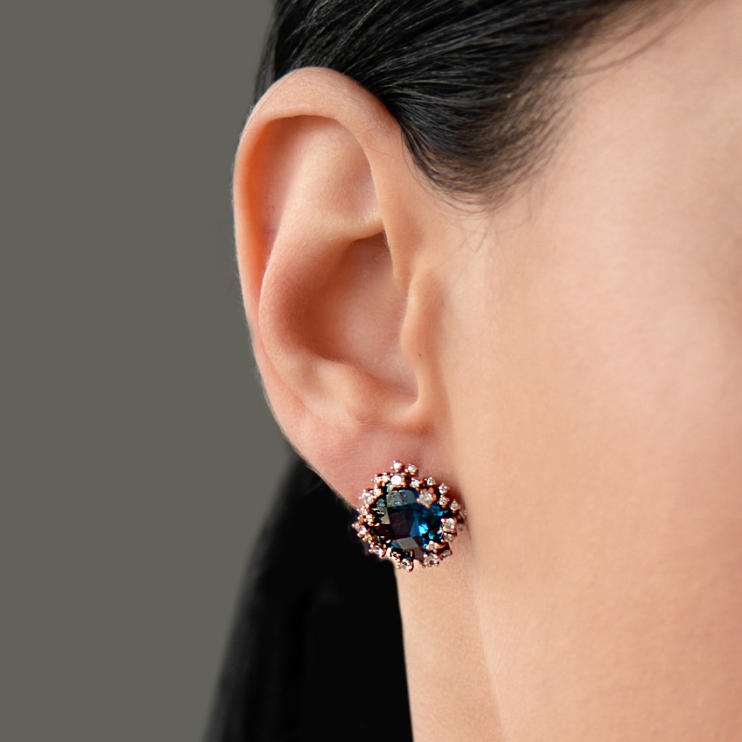 cercei din aur roz de 14K  3