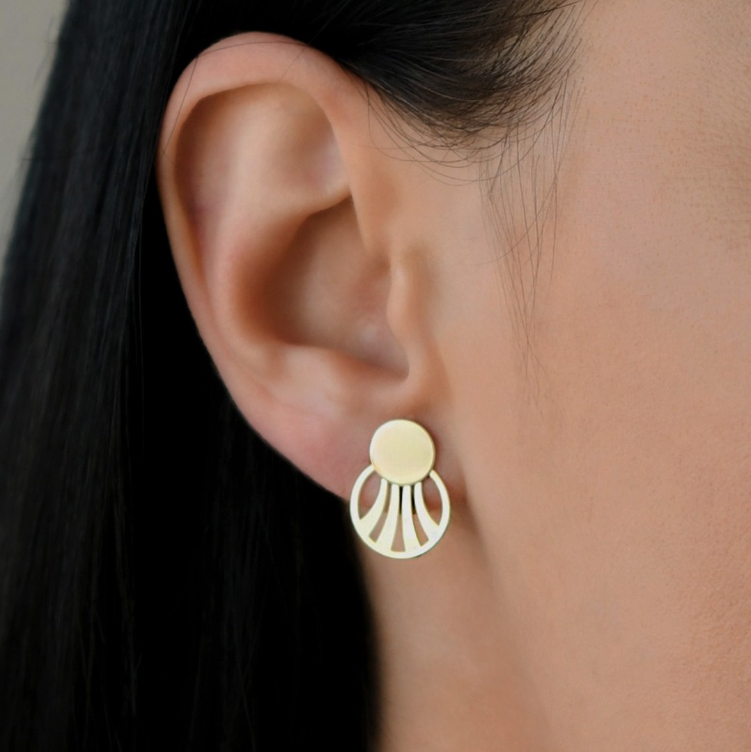 cercei din aur galben de 14K cu elemente decupate  2