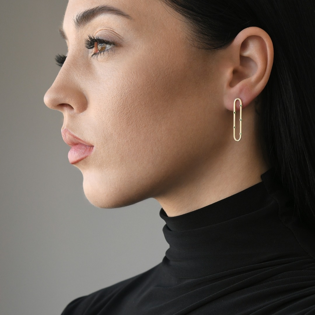 cercei din aur galben de 14K cu Smaralde naturale  2