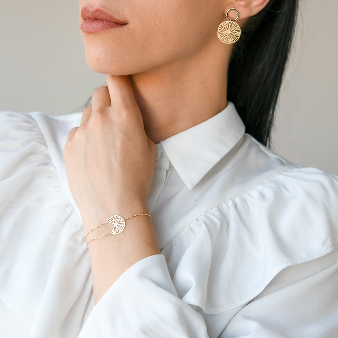 cercei din aur galben de 14K cu elemente decupate  2