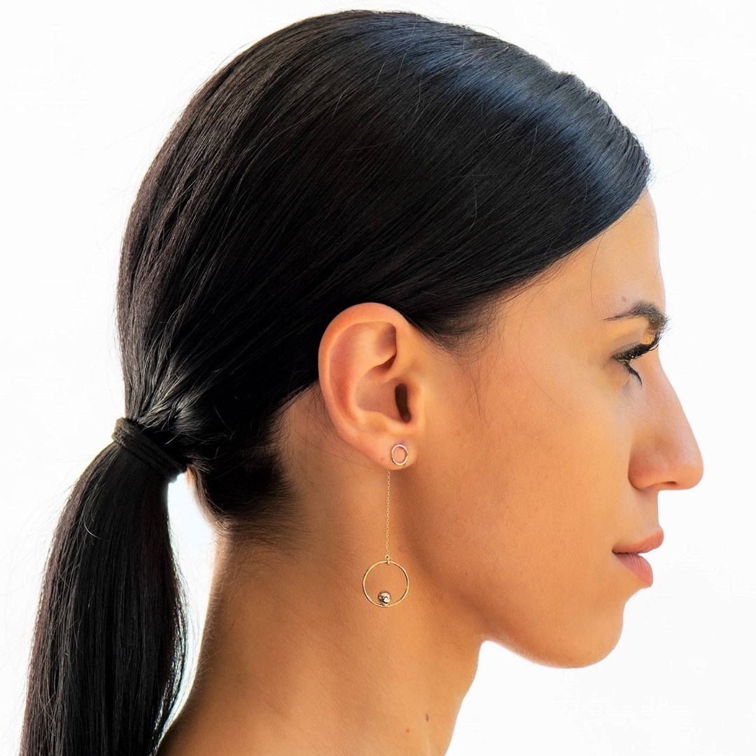 cercei din aur galben de 14K cu elemente din aur alb  2