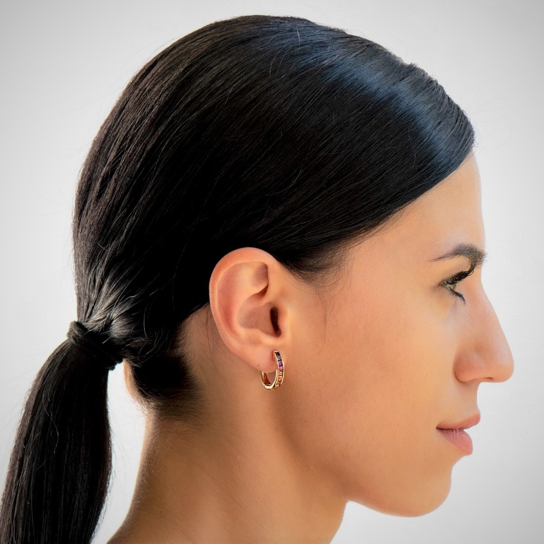 cercei din aur roz de 18K cu Safire colorate de 1.89ct  2