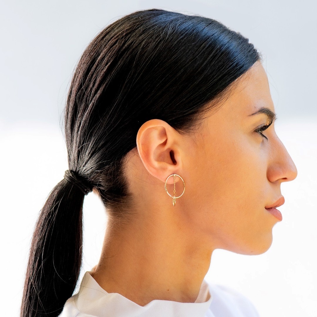 cercei din aur galben de 14K cu elemente rotunde  2