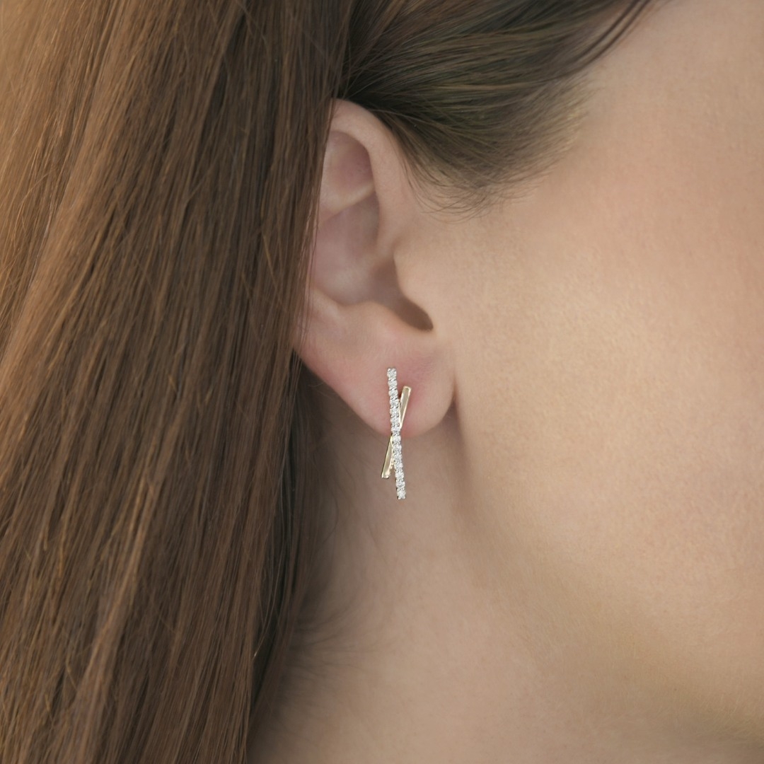 cercei din aur alb de 14K cu Diamante naturale  2