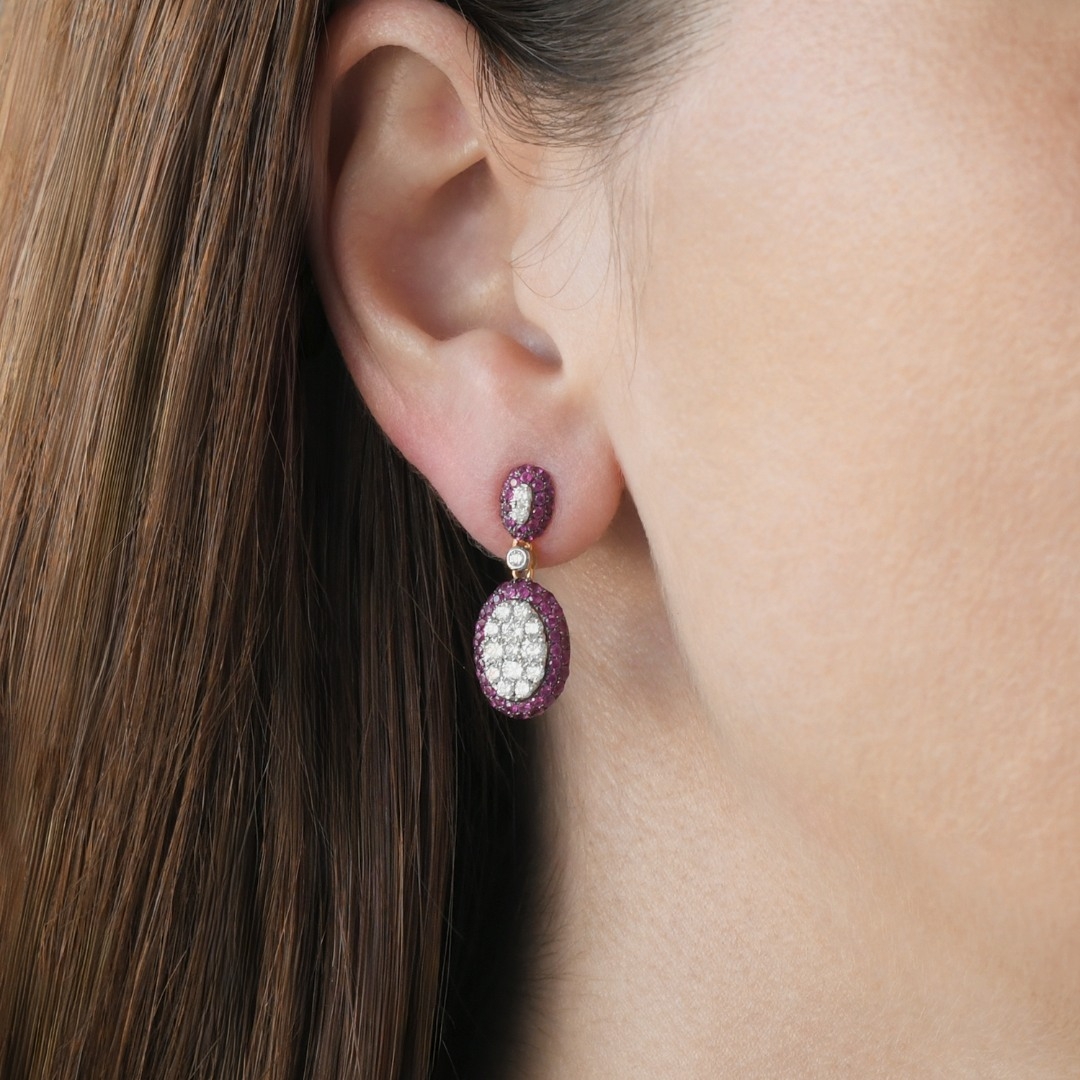 cercei din aur roz de 18K cu Diamante naturale  2