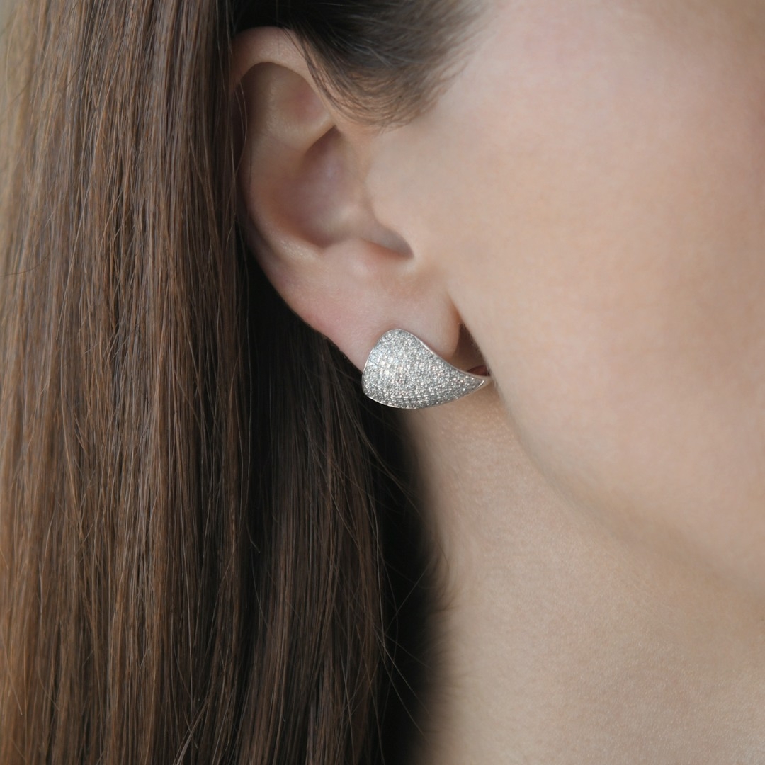 cercei din aur alb de 14K cu Diamante naturale  2