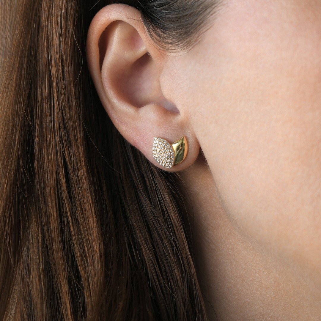 cercei din aur galben de 18K cu Diamante naturale  2