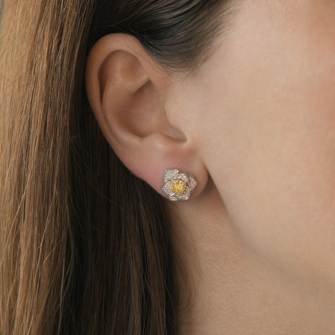 cercei din aur alb de 18K cu Diamante naturale  2