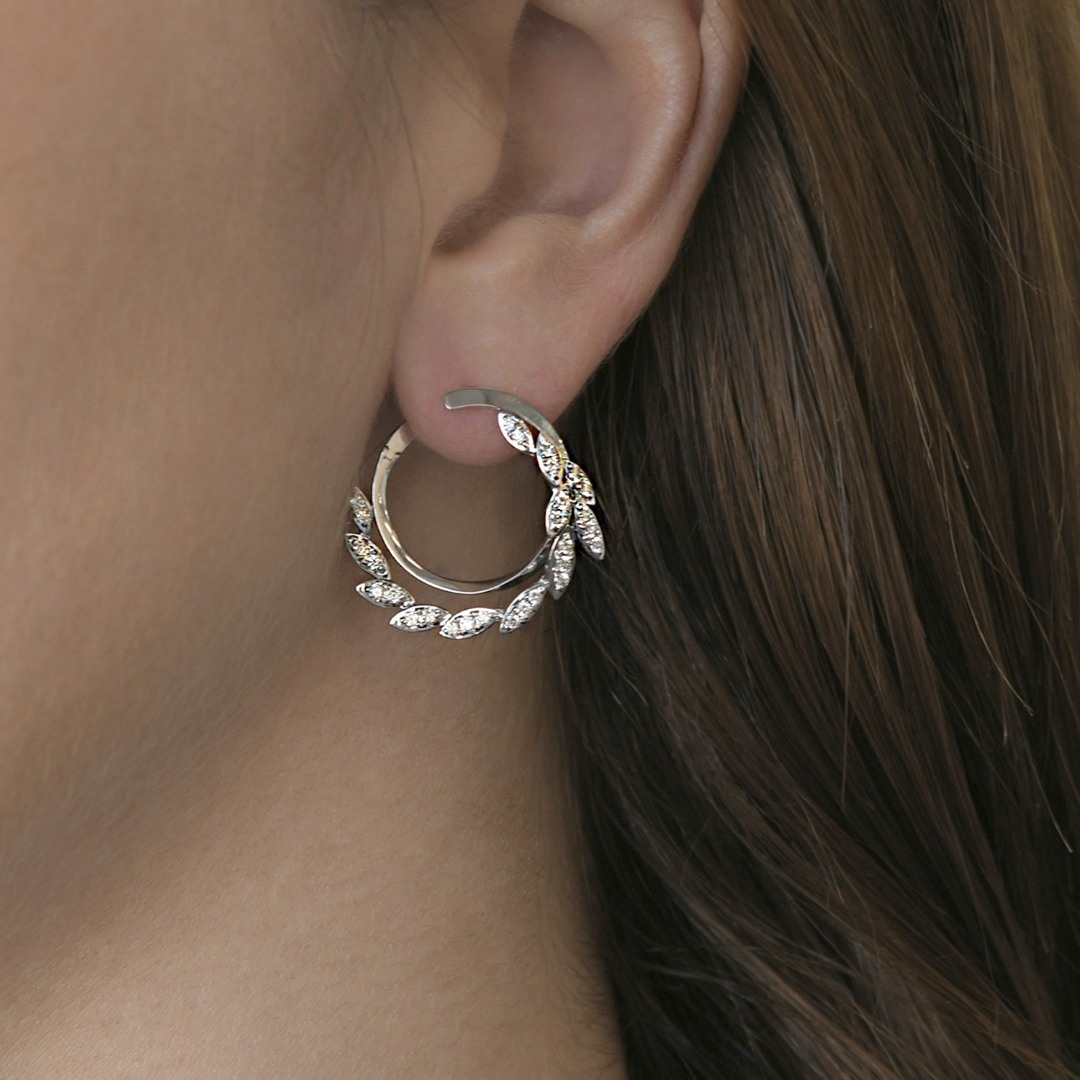 cercei din aur alb de 18K cu Diamante naturale  2