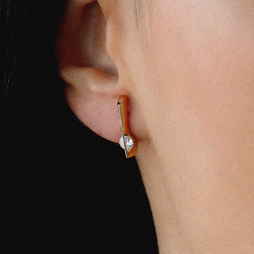 cercei din aur galben de 18K cu Diamante naturale Round Brilliant  2