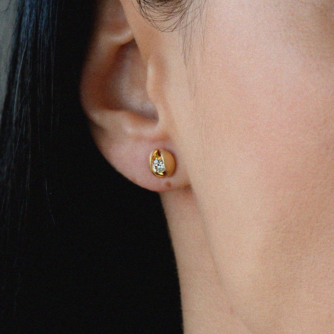 cercei din aur galben de 18K cu Diamante naturale  2