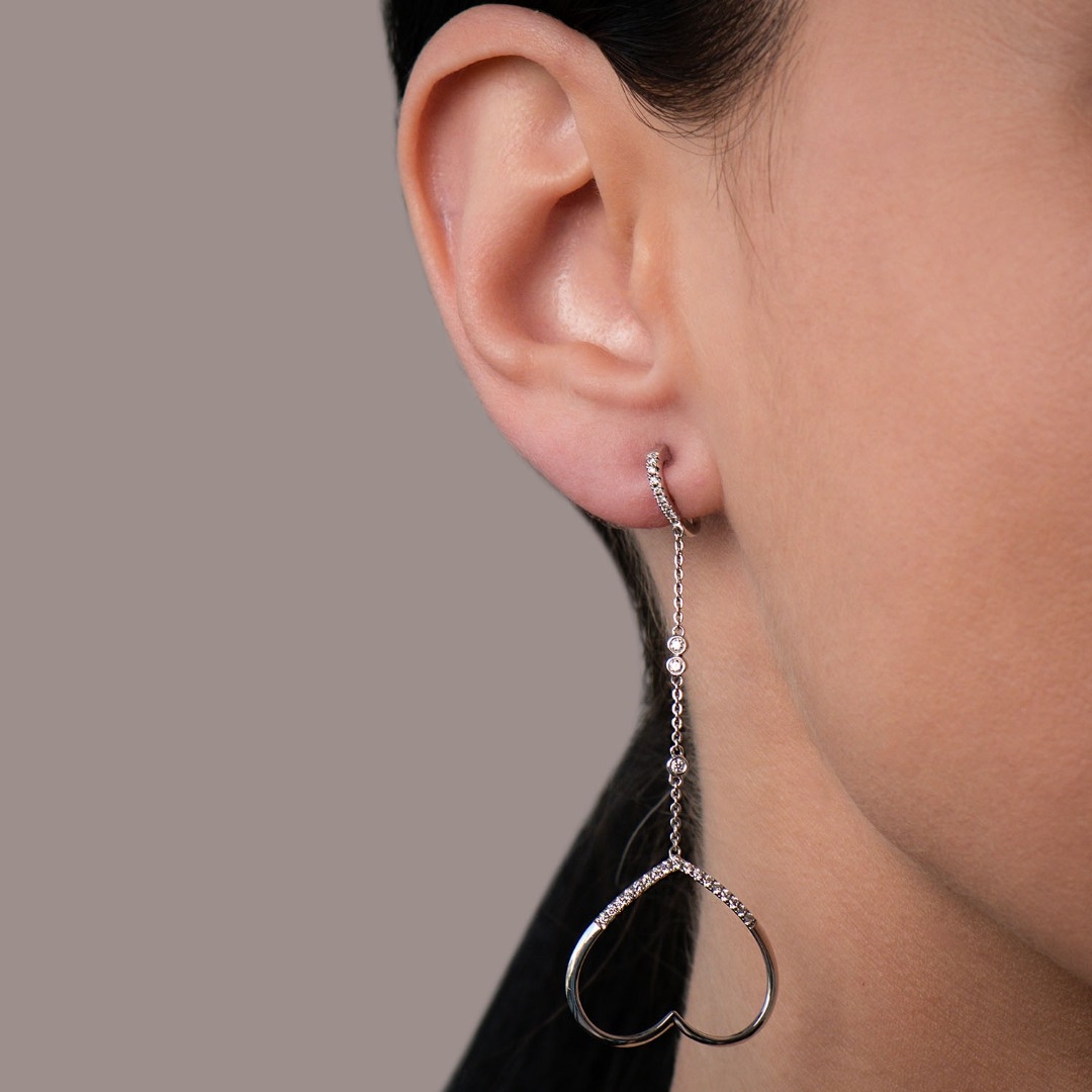 cercei din aur alb de 18K cu Diamante naturale  2