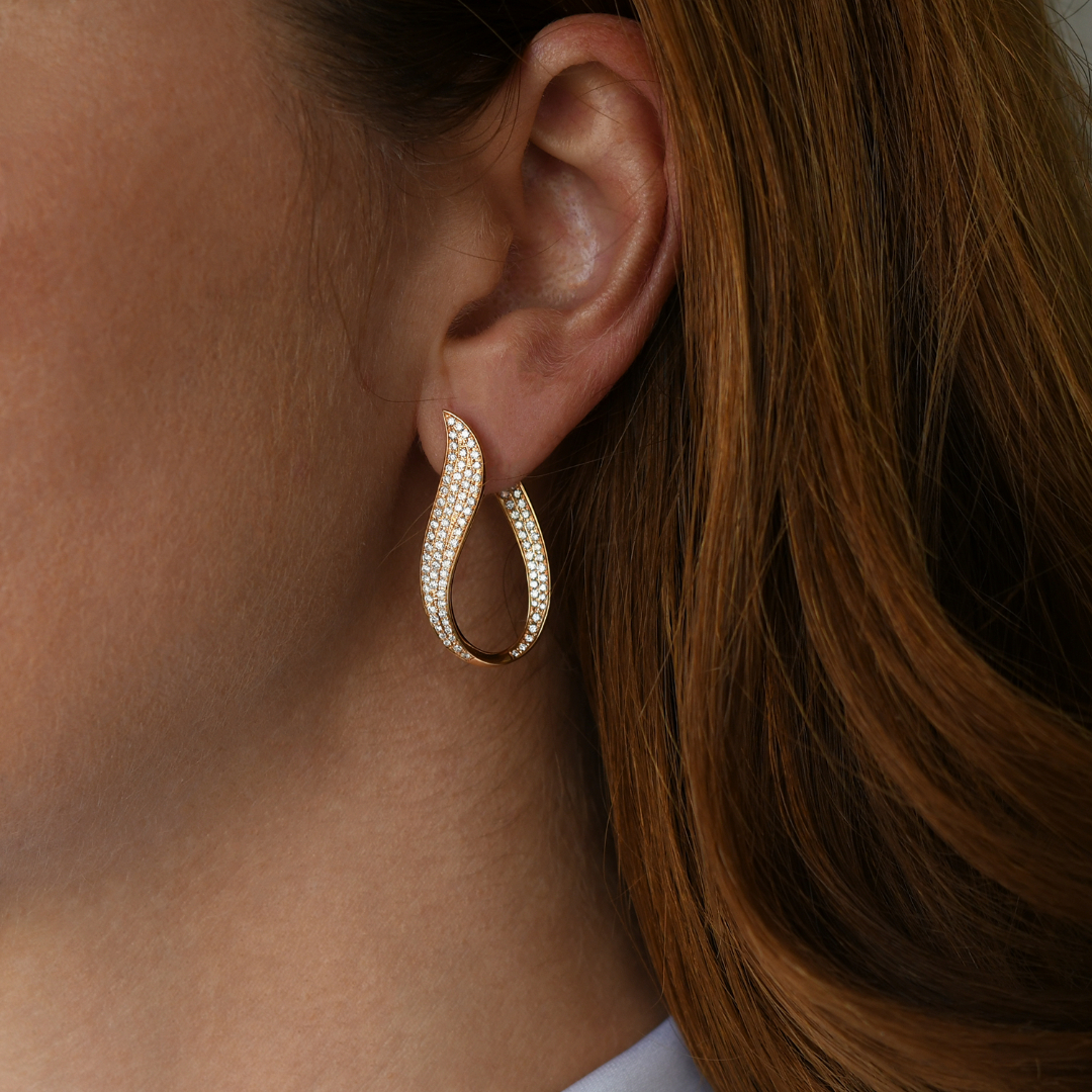 Cercei din aur roz de 18K cu Diamante naturale