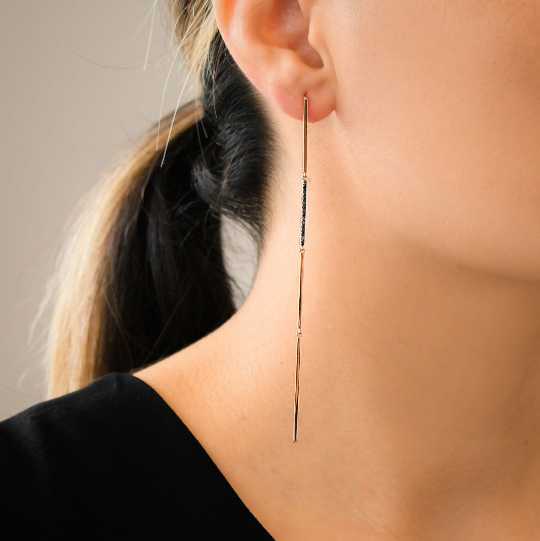 cercei din aur roz de 18K cu Diamante naturale Ice Blue  2