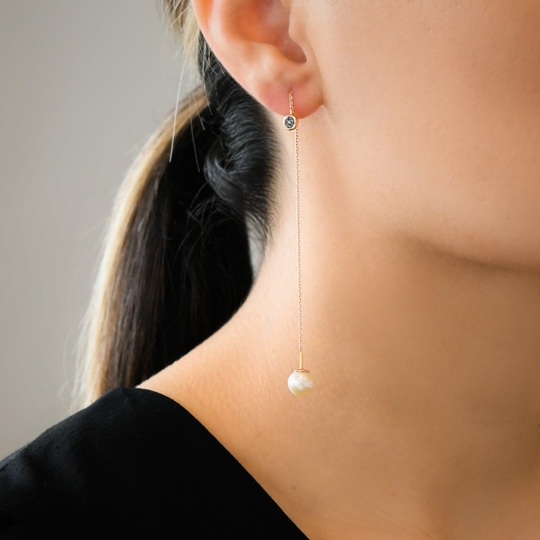 cercei din aur roz de 18K cu Perle și Diamante naturale  2