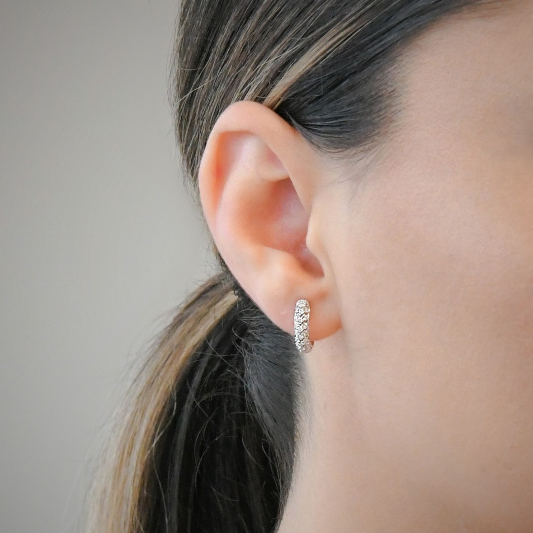 cercei din aur alb de 18K cu Diamante naturale  2