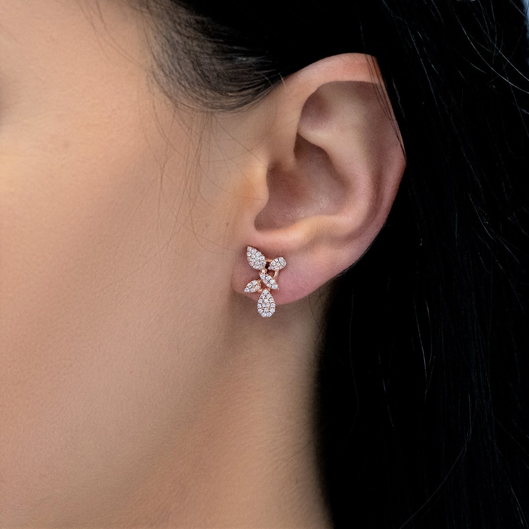 cercei din aur roz de 18K cu Diamante naturale  3