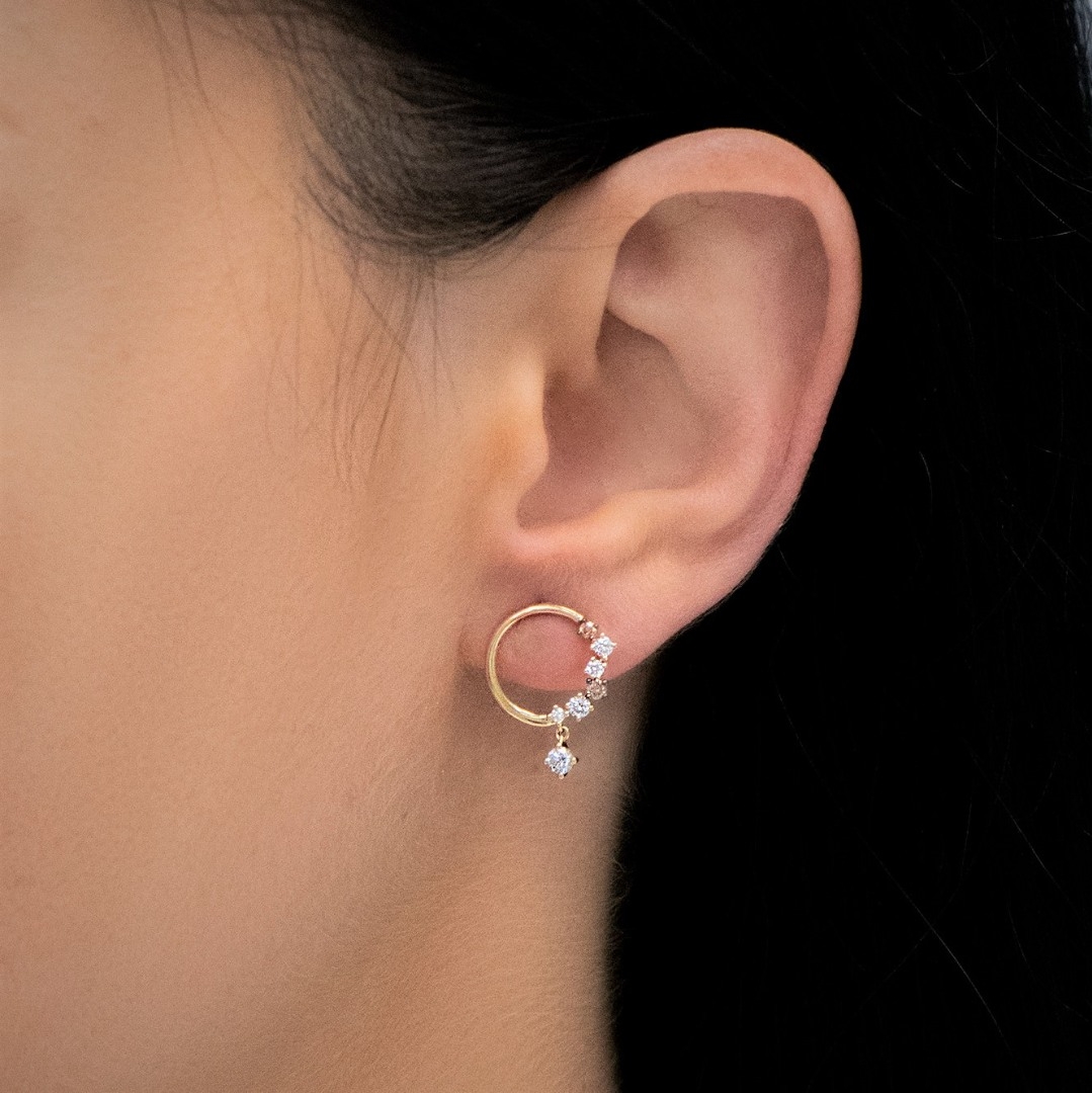 cercei din aur galben de 18K cu Diamante naturale  2