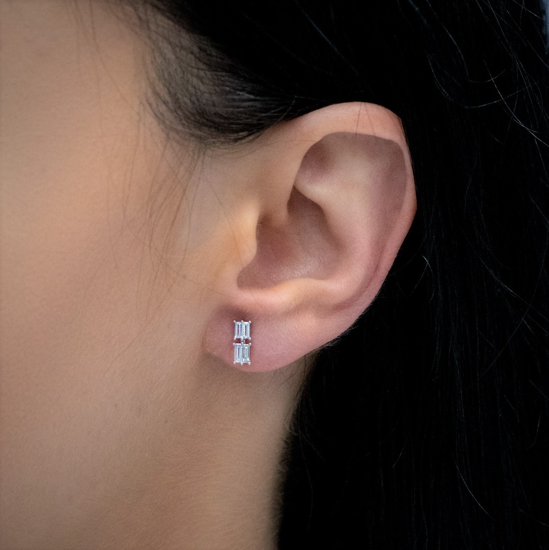 cercei din aur alb de 18K cu Diamante naturale  2