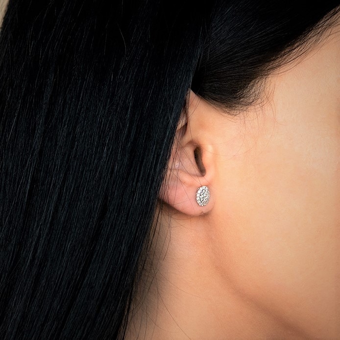 cercei din aur alb de 18K cu Diamante naturale  2