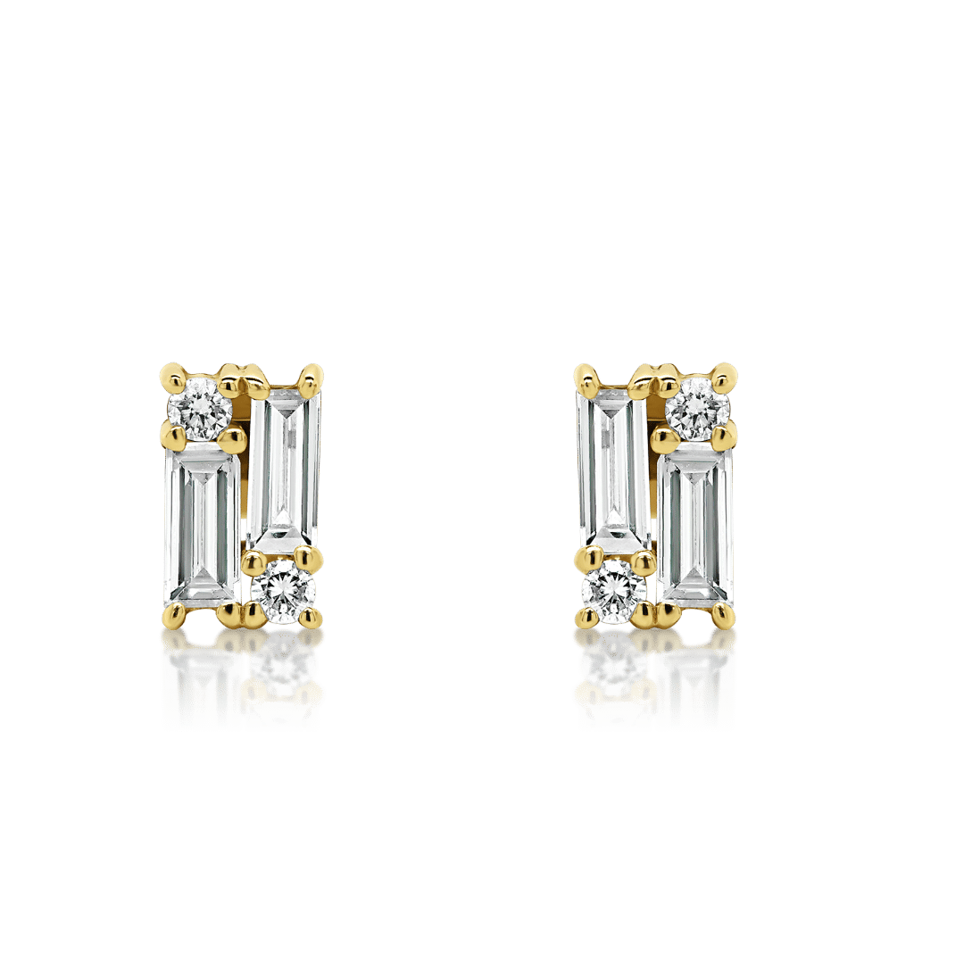 cercei din aur galben de 18K cu Diamante naturale  2