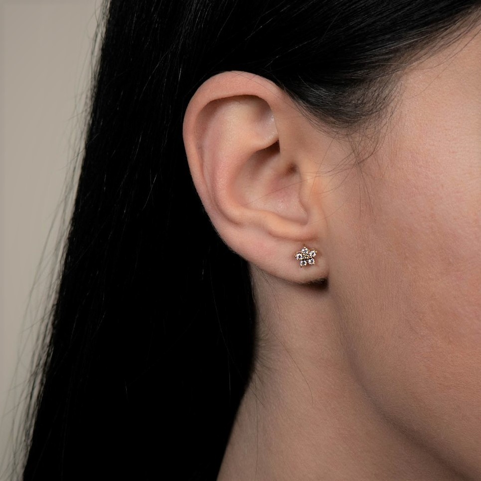 cercei din aur alb de 18K cu Diamante naturale  2