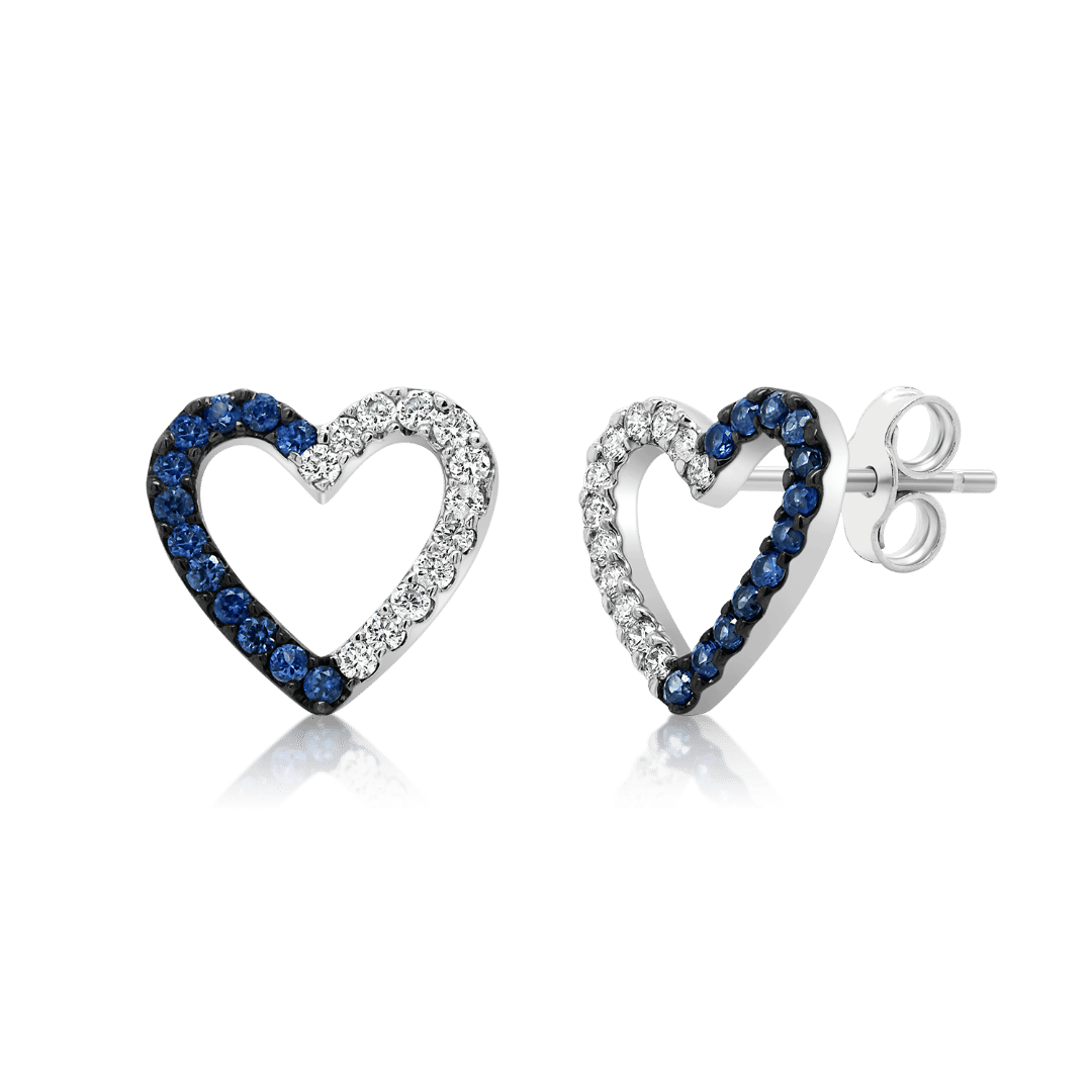 Cercei din aur alb de 18K cu Safire albastre și Diamante naturale