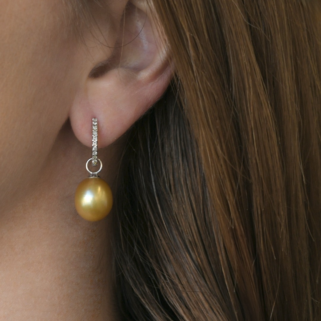 cercei din aur alb de 18K, cu Perle și Diamante naturale  2