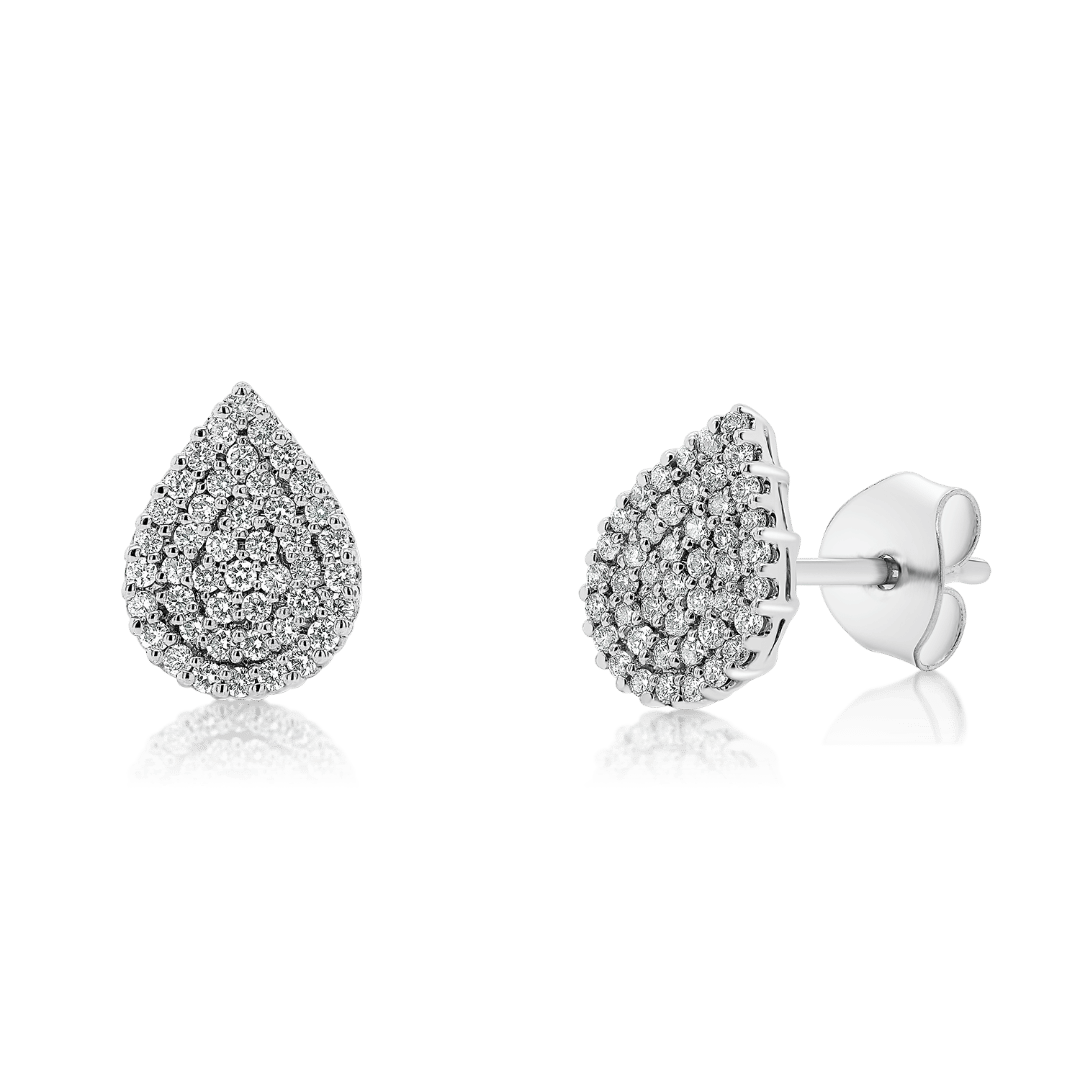 cercei din aur alb de 18K, încrustați cu Diamante  