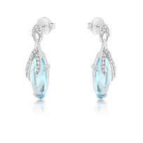 Cercei din aur alb de 18K cu Diamante și Blue Topaz