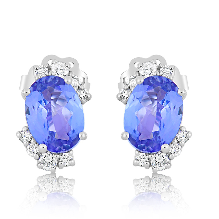 cercei din aur alb de 18K, cu Diamante și Tanzanite  