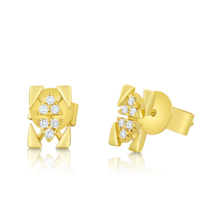 cercei din aur galben de 18K cu Diamante naturale  