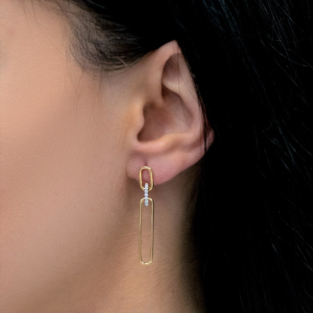 cercei din aur galben de 18K cu Diamante naturale  2