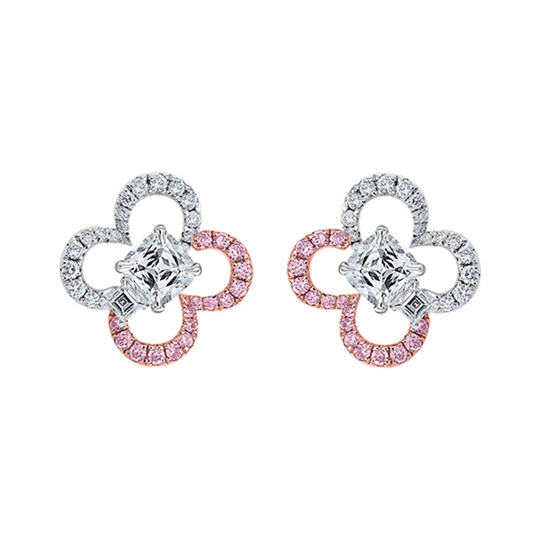 cercei din aur alb de 18K cu Diamante naturale certificate IGI  1