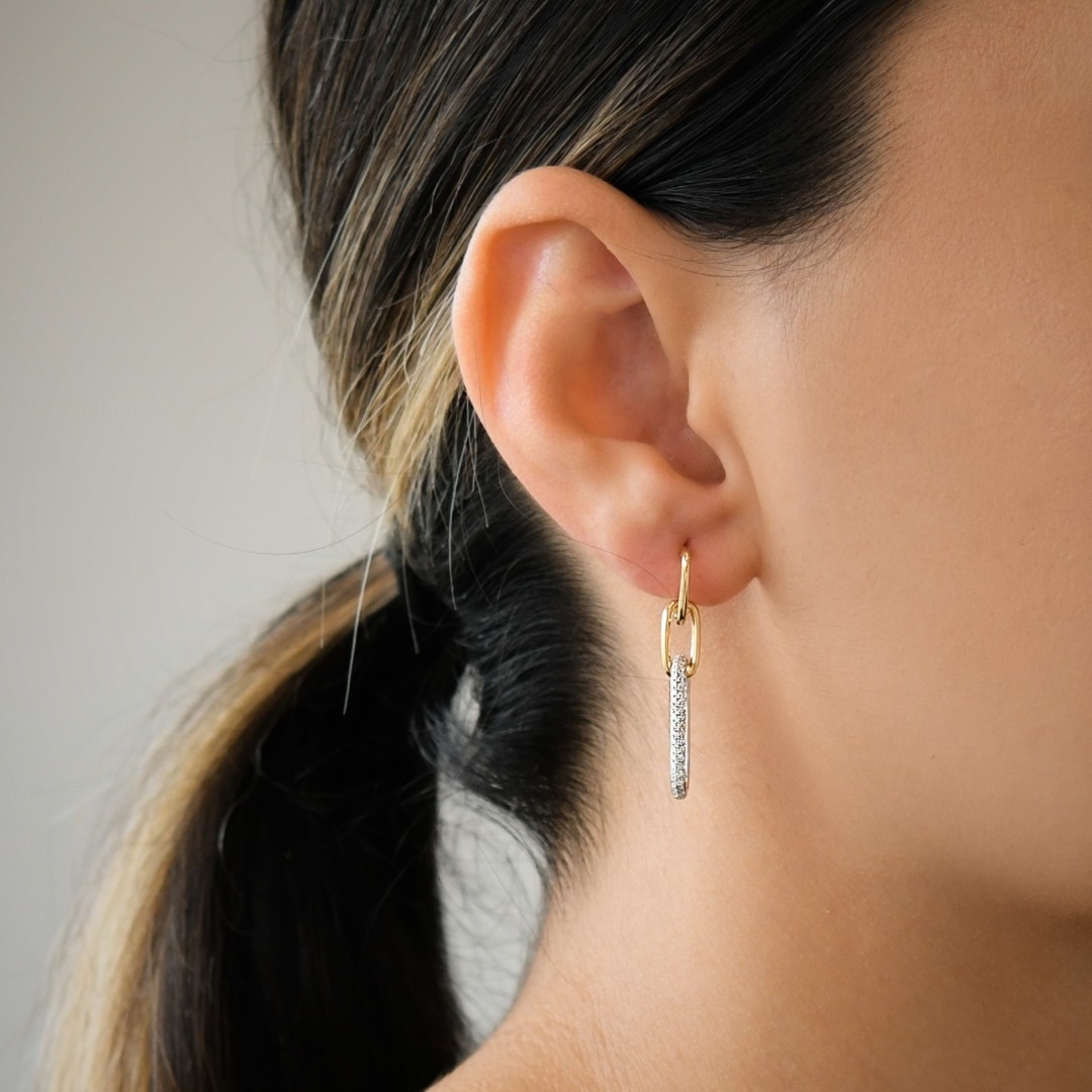 cercei din aur galben de 18K cu Diamante naturale  2