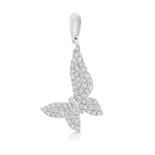 pandantiv fluture din aur alb de 14K  