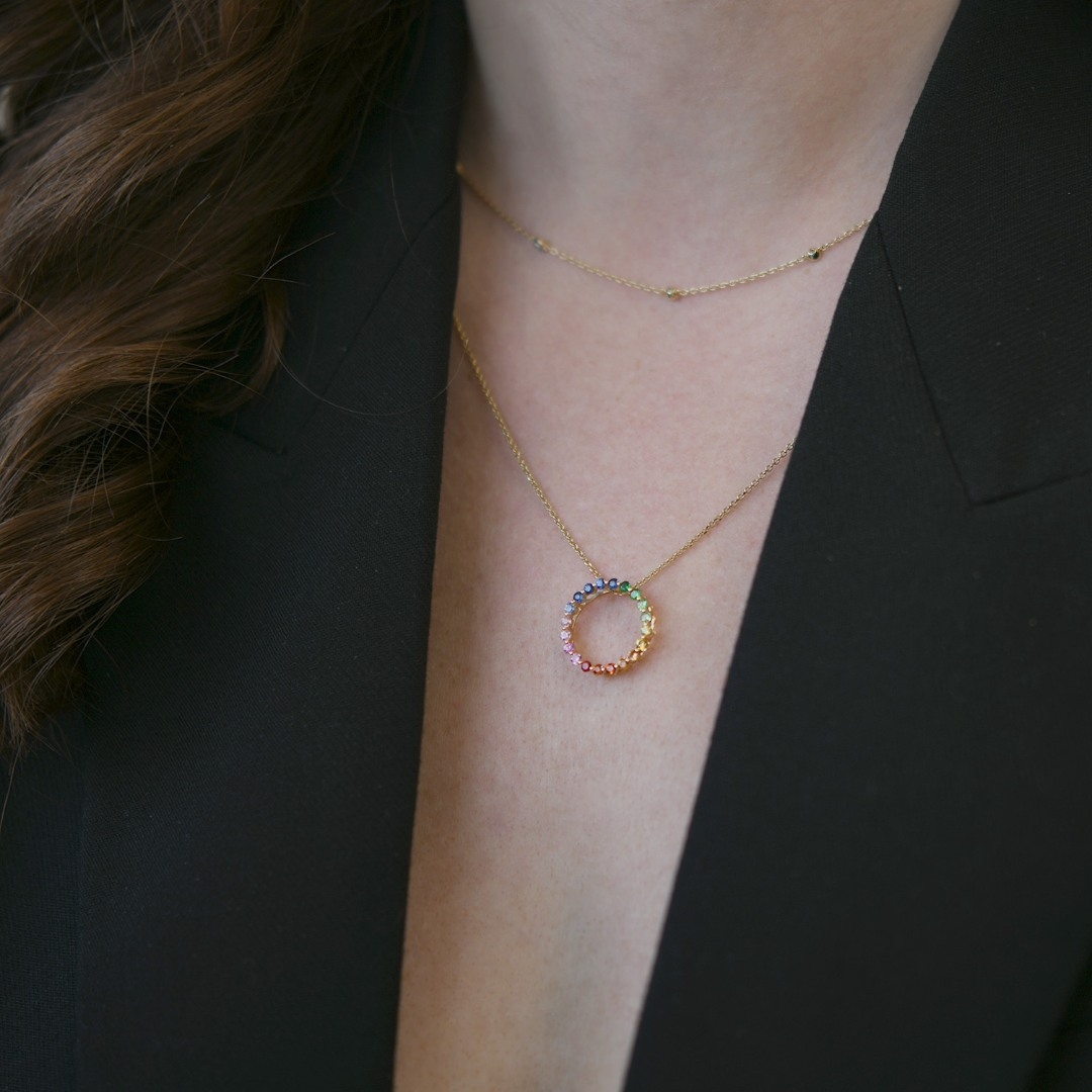 pandantiv din aur galben de 14K cu Safire Fancy  2