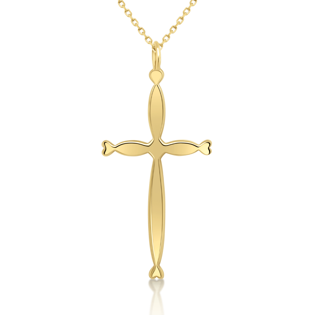 lanț cu pandantiv cruce din aur galben de 14K  2