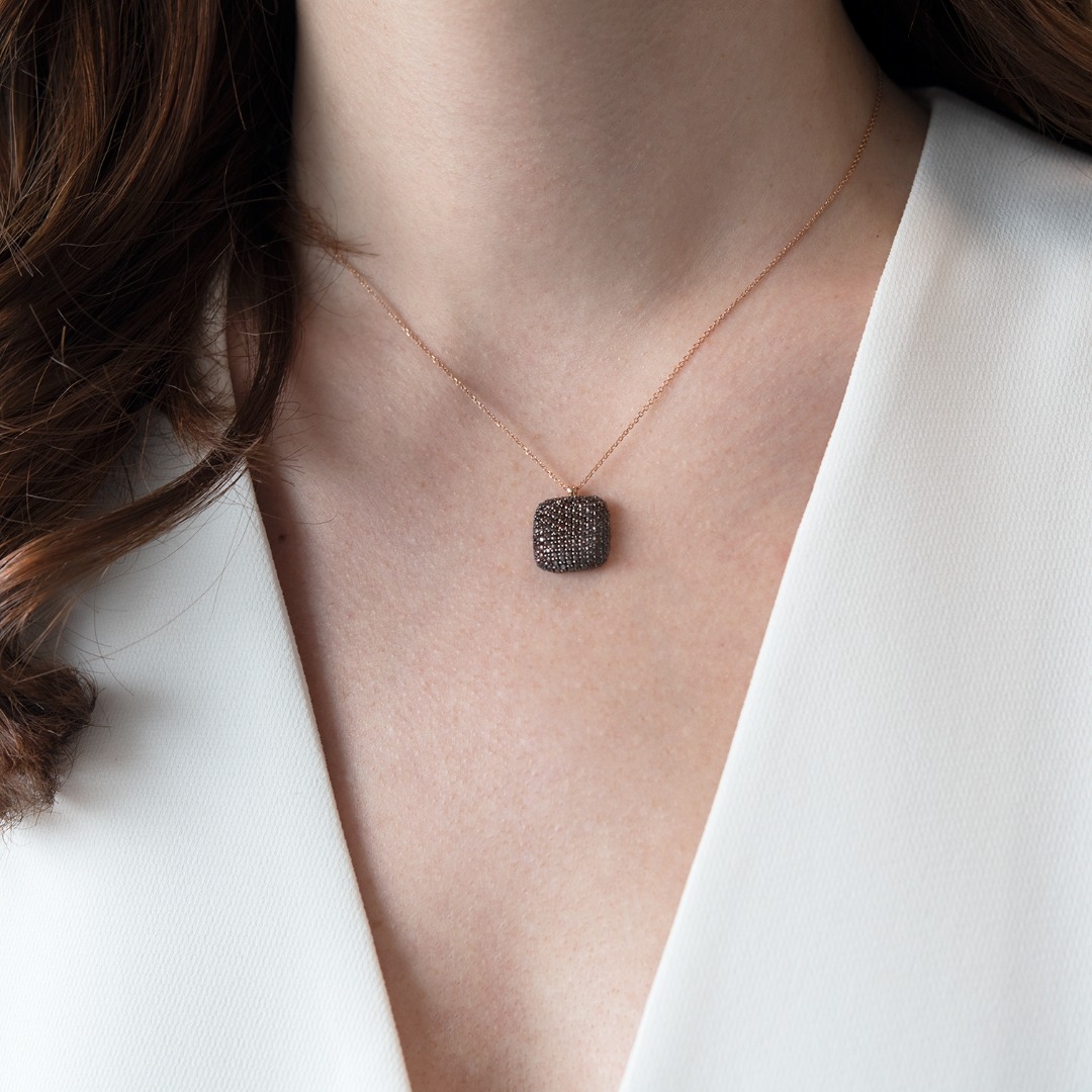 Lanț cu pandantiv din aur roz de 14K